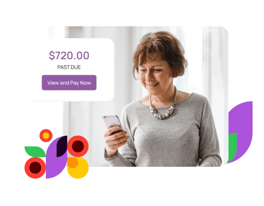 Childcare payment reminder with parent using mobile phone