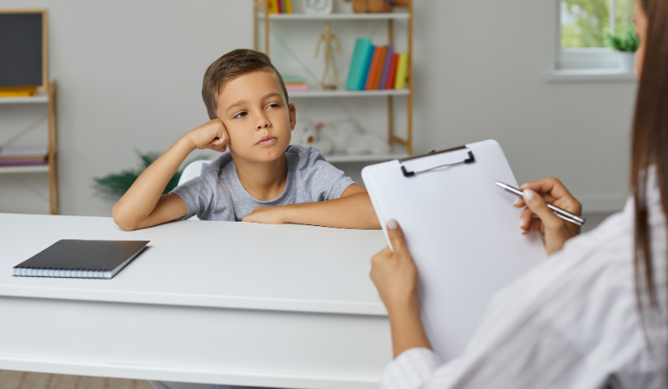 kid with teacher