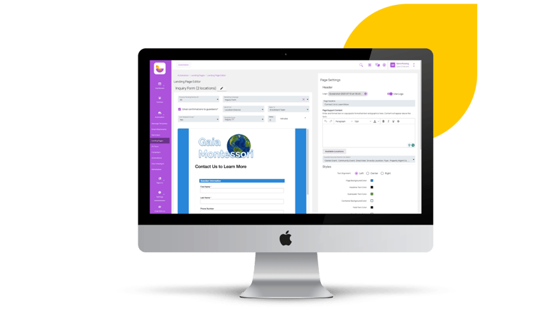 childcare website and childcare lead capture
