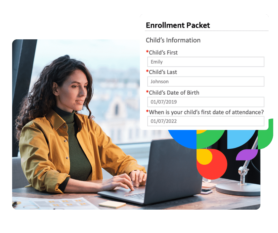 childcare forms - pre filled family information, digital registration